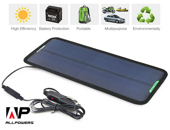 Allpowers: 7.5W Solar Car Battery Charger
